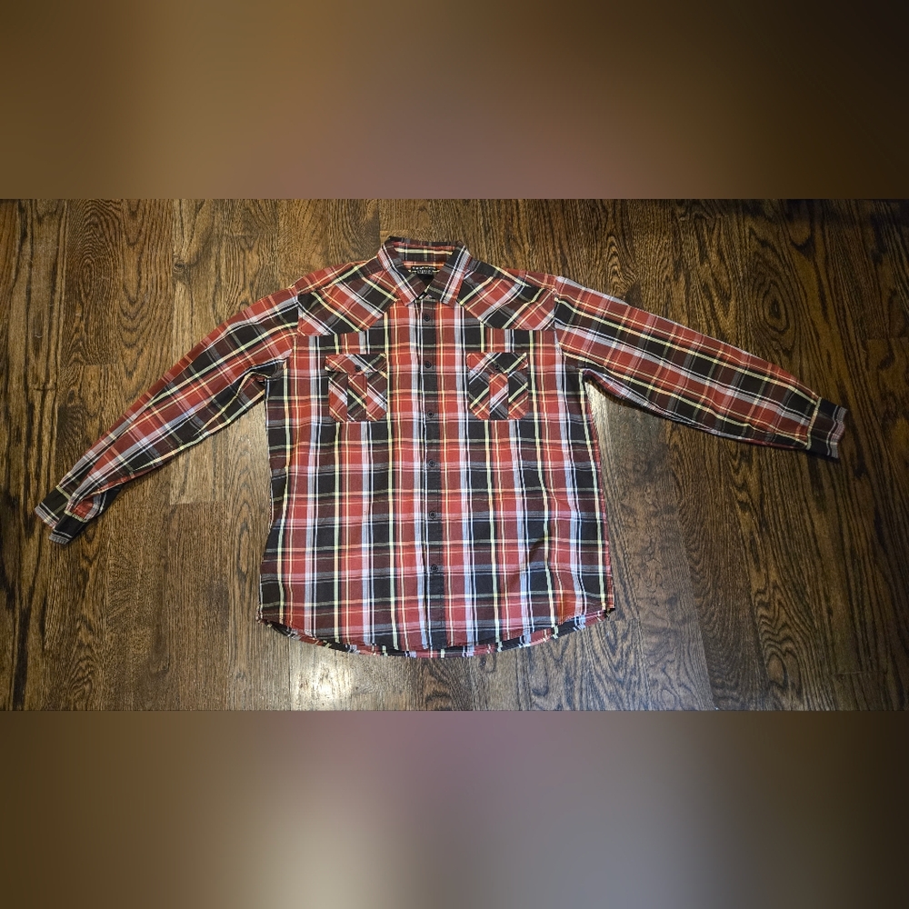 Stylish Red Plaid Men's Casual Button Down Shirt